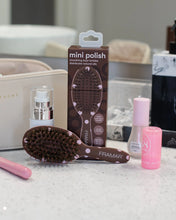 Cargar imagen en el visor de la galería, Mini Polish Brush - Pink Dots on Chocolate
